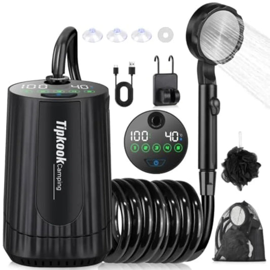 Portable Shower for Camping Essentials: 10000mAh Rechargeable Battery Powered Shower, IPX8 Waterproof Camp Shower Pump, 5-Speed