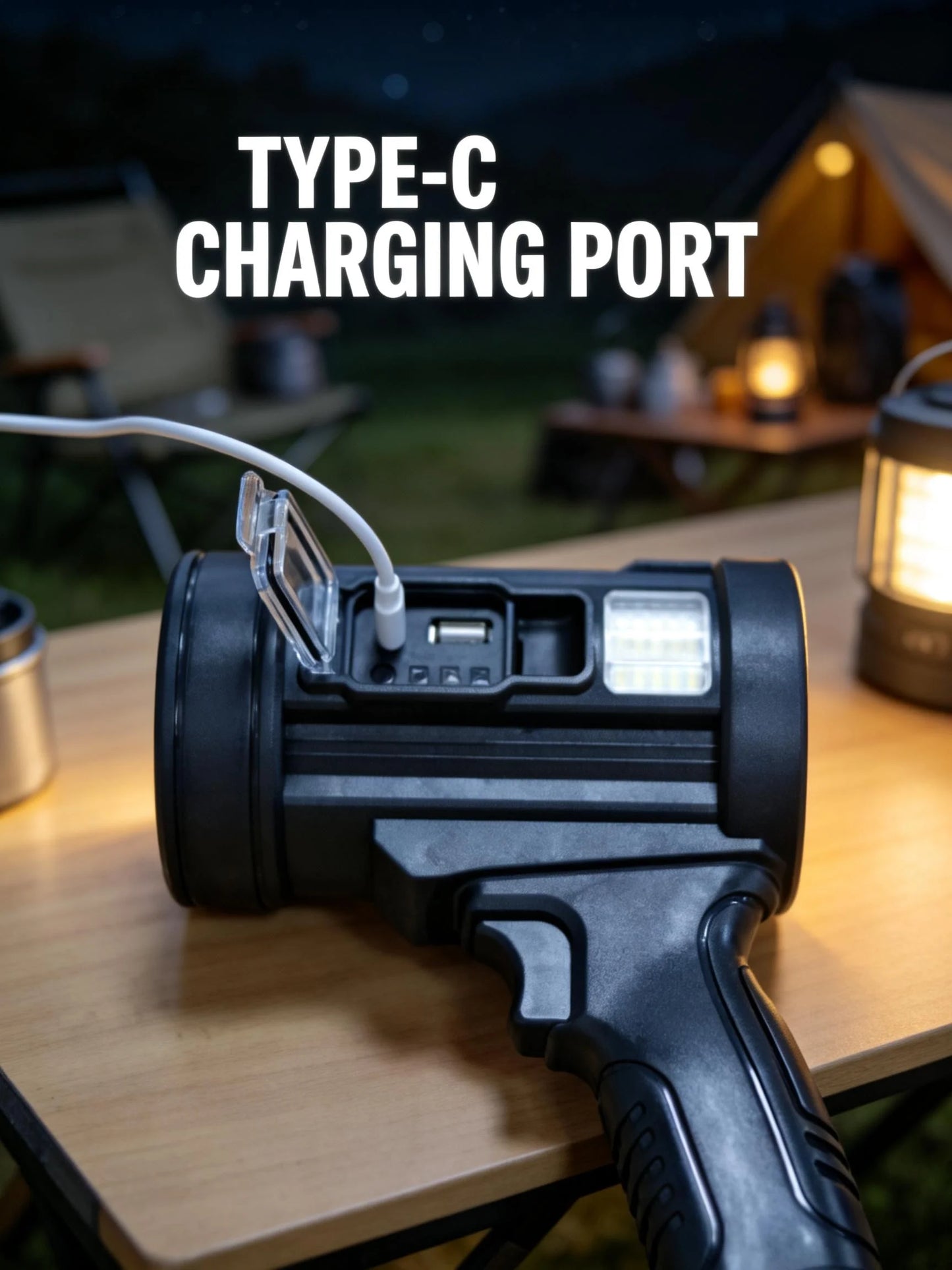 "Rechargeable Spotlight,  Super Bright Spotlight Flashlight, Long Running Spot Light Searchlight, Outdoor Handheld LED Flashlight High Lumens with Solar Panels for Hunting Camping Boat "