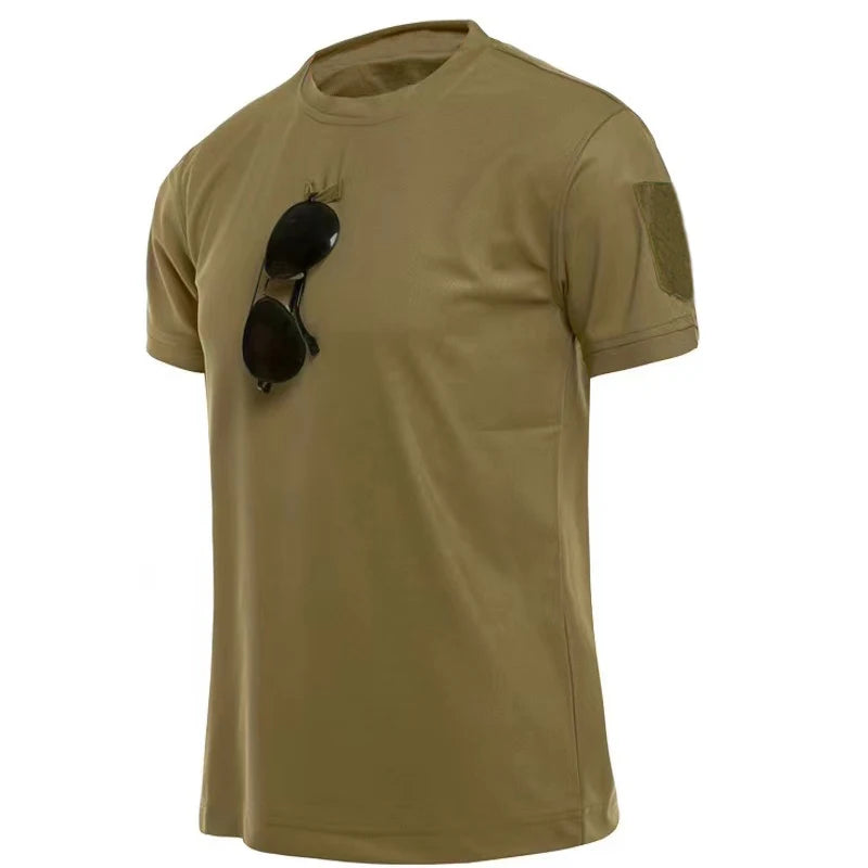 Men's Summer Tactical Sport Military Shirt Quicky Dry Combat Breathable Elastic Pullerover Hiking Camping Climbing Tops Tees