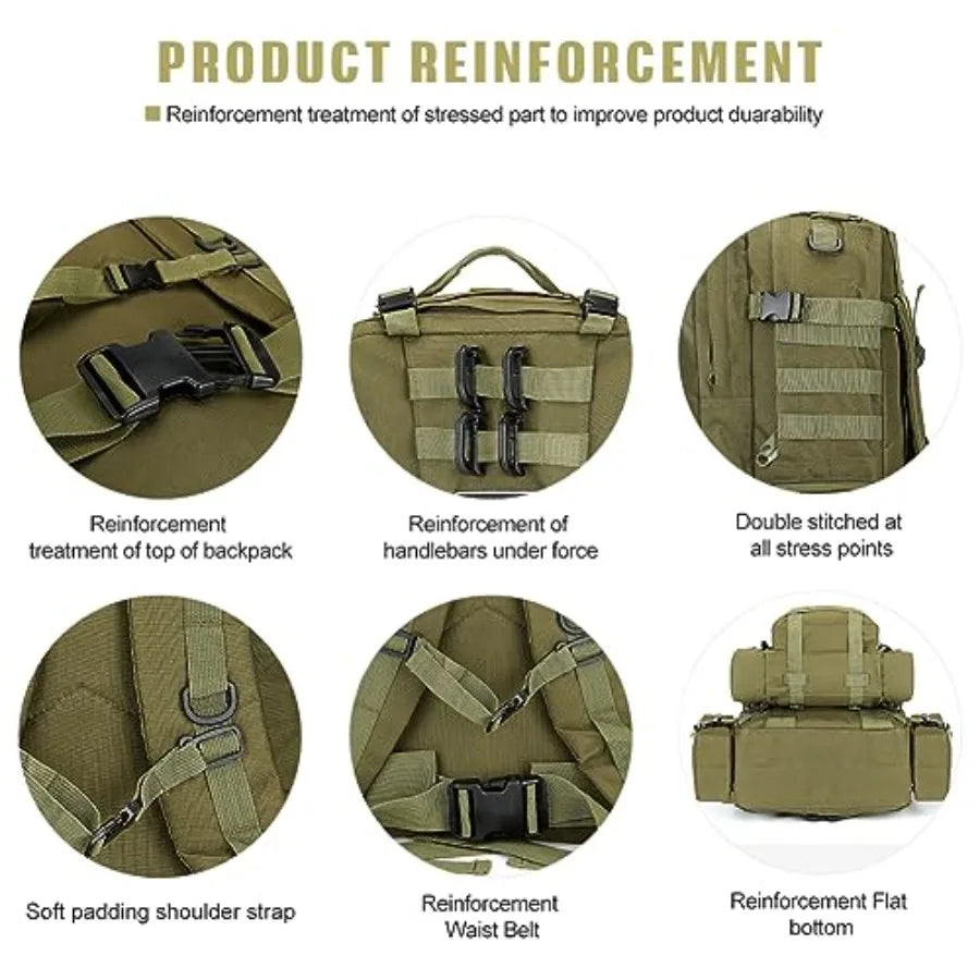 Large Military Tactical Backpack for Men, 40-50L Backpacks for Women, Bug out Bag 3 Days Pack Bags Rucksack with Molle System