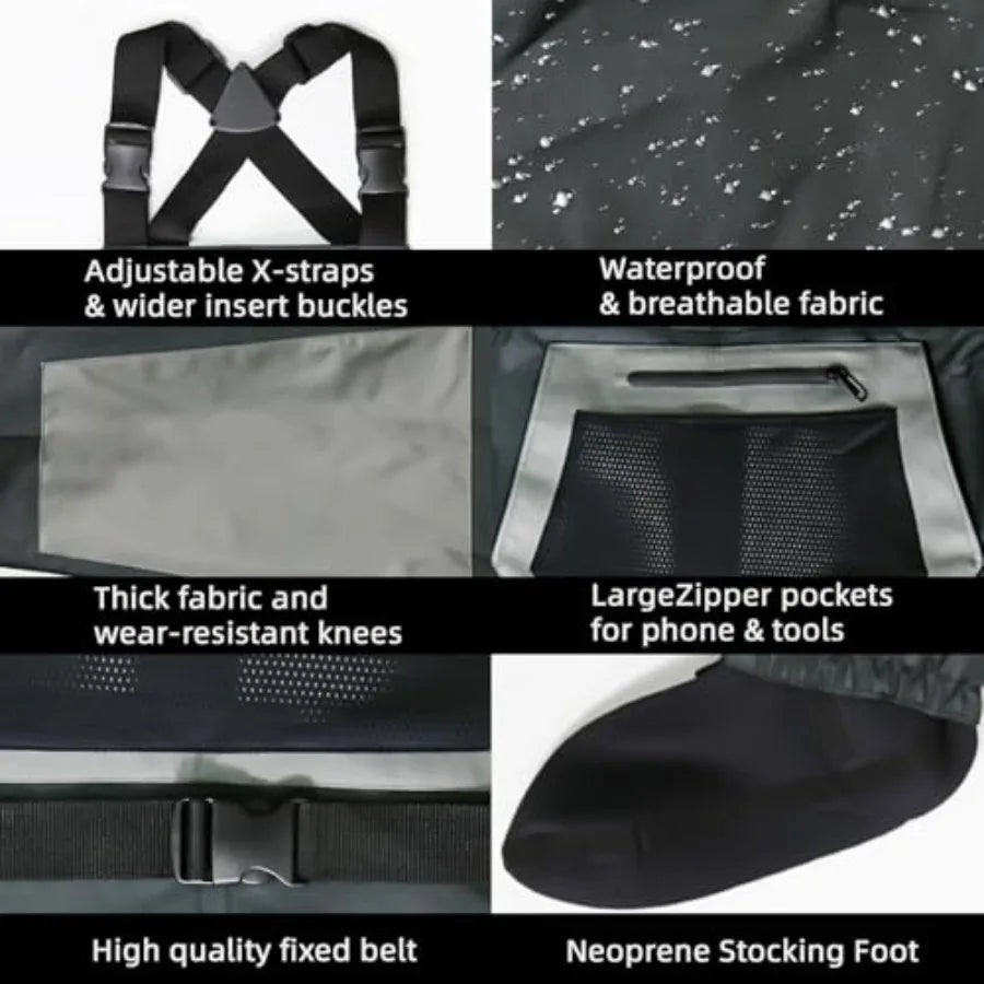 Fly fishing hunting waders for men, neoprene stockingfoot, black, waterproof and breathable chest waders