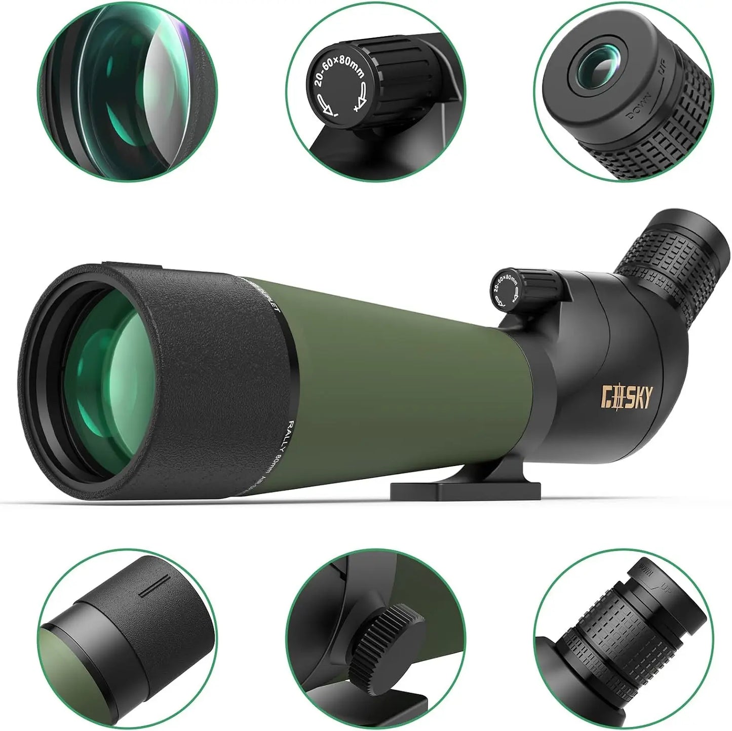 20-60x80 Spotting Scope with Tripod, Phone Adapter - BAK4 HD Waterproof for Bird Watching & Wildlife
