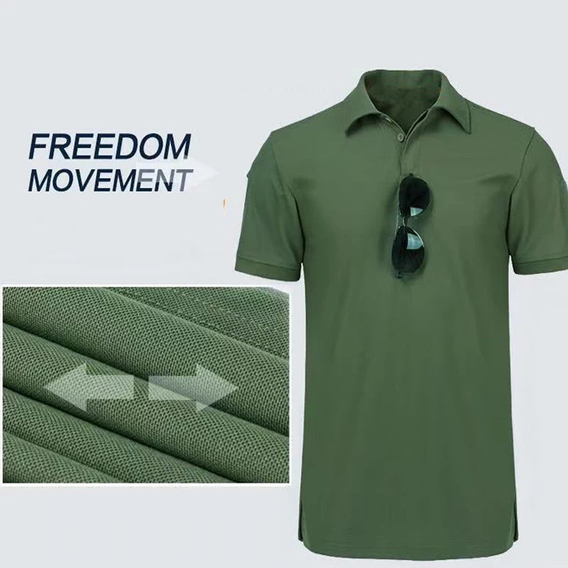 Men's Summer Tactical Sport Military Shirt Quicky Dry Combat Breathable Elastic Pullerover Hiking Camping Climbing Tops Tees