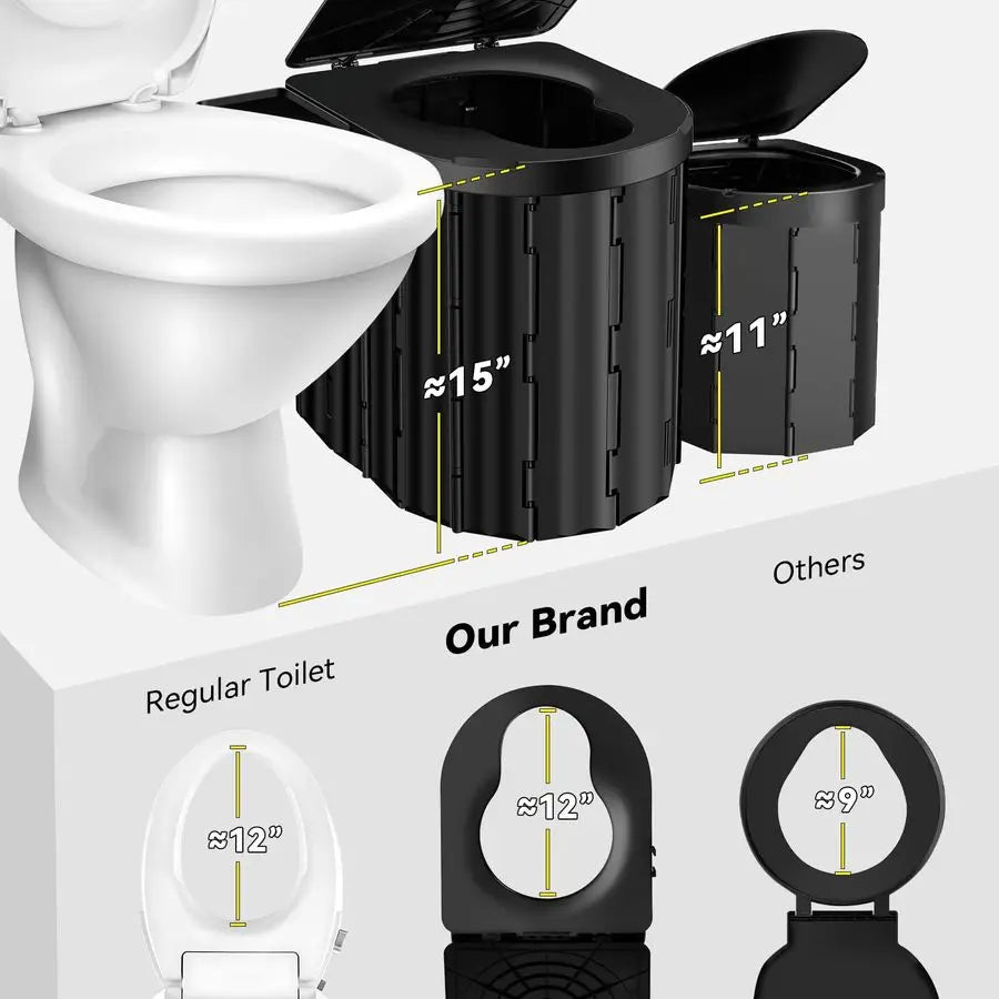Camping Toilet with PopUp Privacy Tent, 12inch Toilet Seat, Outdoor Portable Folding Toilet Potty for Adults Load Capacity of 40