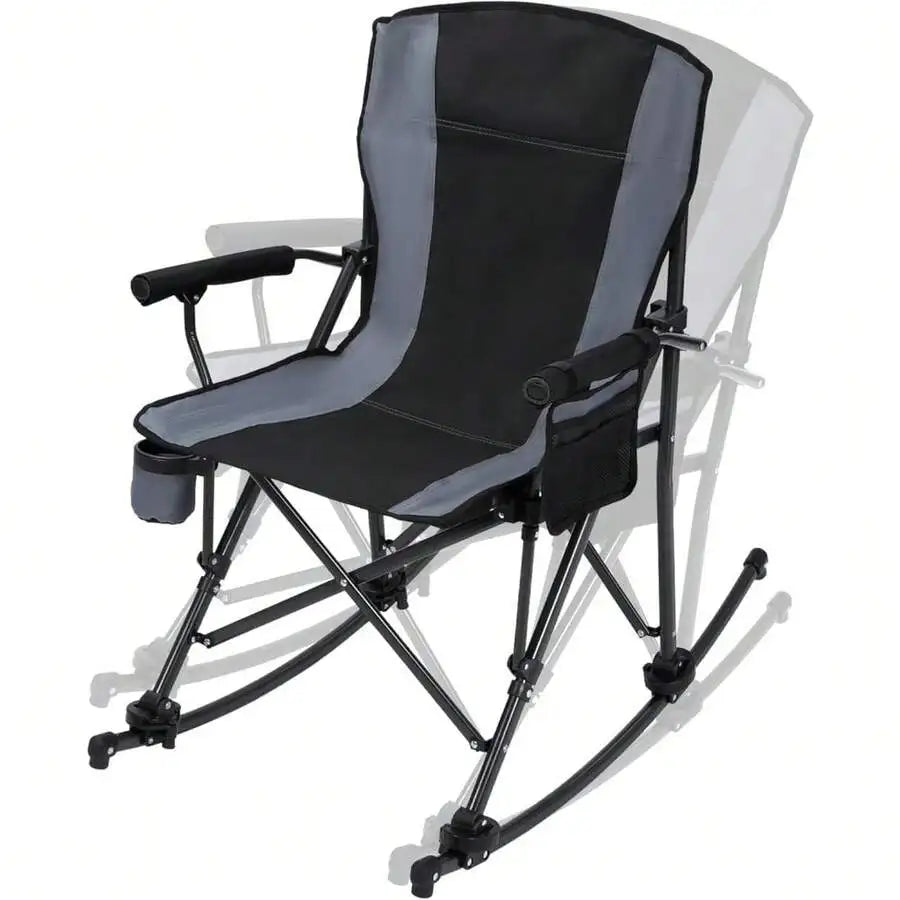 Heavy Duty Folding Camping Chair For Adults With High Back Cup Holder Steel Frame Portable Outdoor Lawn Chair