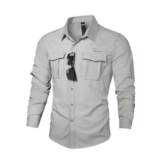 Haimont Men's UPF50+ Sun Protection Fishing Shirts Hiking Travel Shirts Button Down Long Sleeve Shirts with Pockets