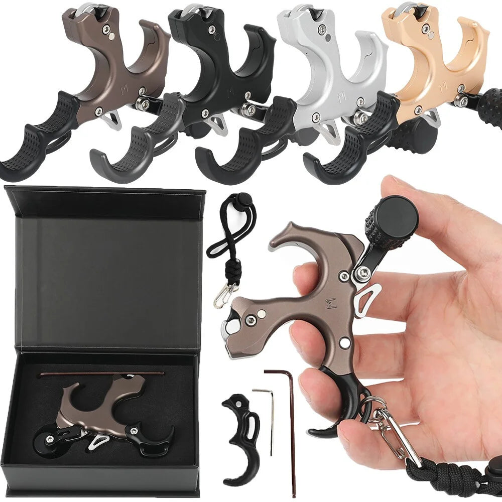 Archery Bow Release Aid 3/4 Finger Thumb Trigger Adjustable Sensitivity Manual Jaw Aluminum for Compound Bow Hunting Use