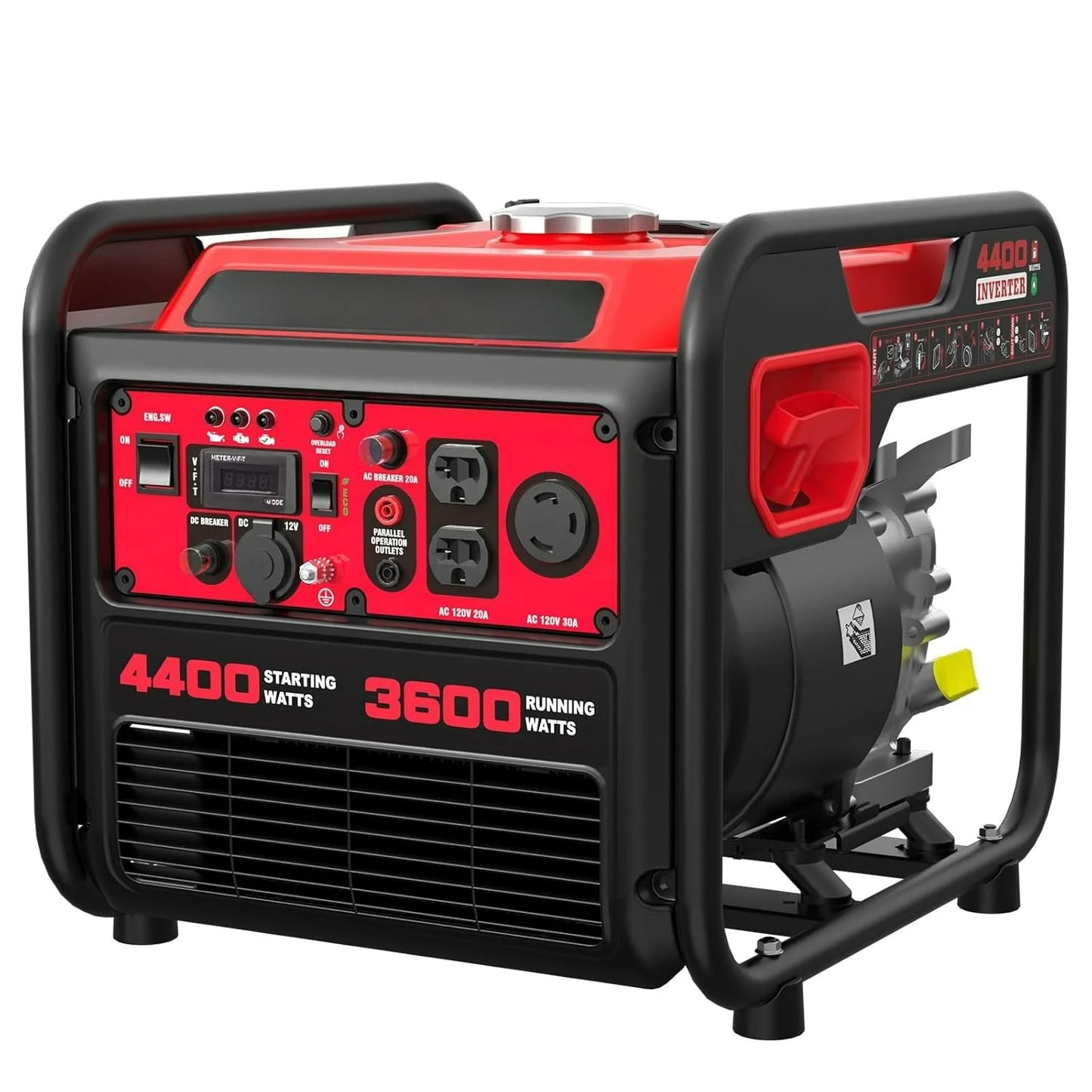 4300-Watt Portable Generator with Inverter Technology, 3500W Rated, 223cc 4-Stroke Gas Powered Engine, 30 Amp for Home, Custom