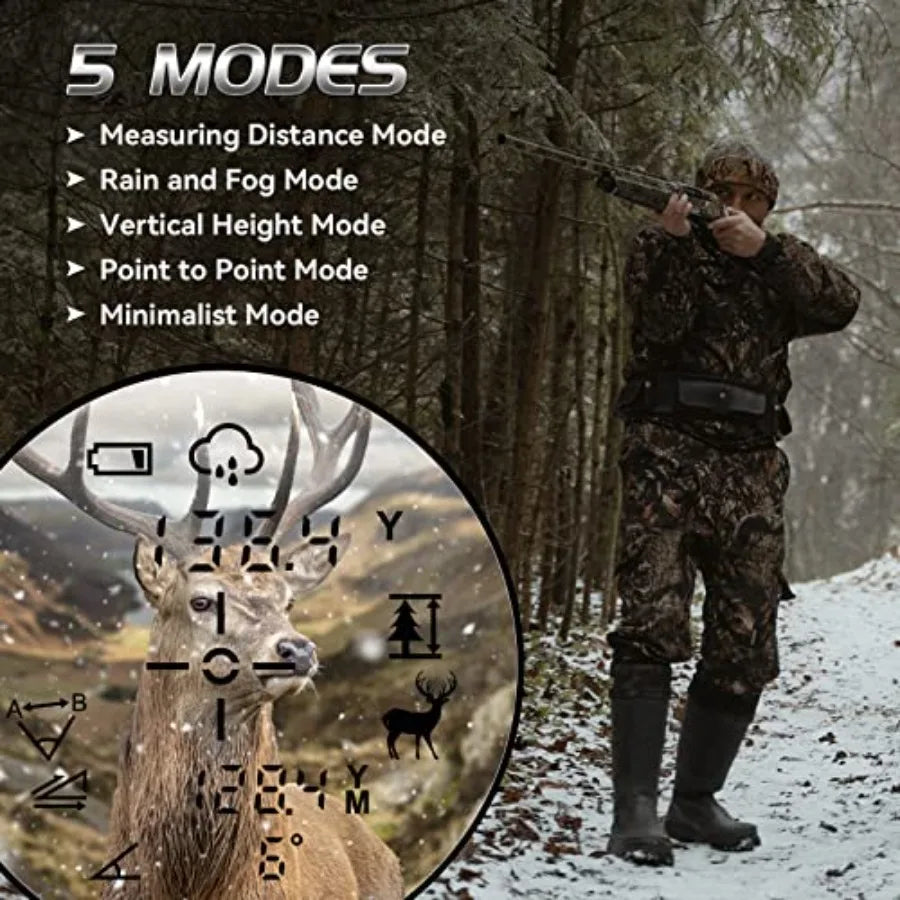 PFSH 1100 Yards Hunting/Golf Rangefinder with Slope Switch 7.5 Large View Angle Hunt Range Finder Supports Rain and Fog Mode He