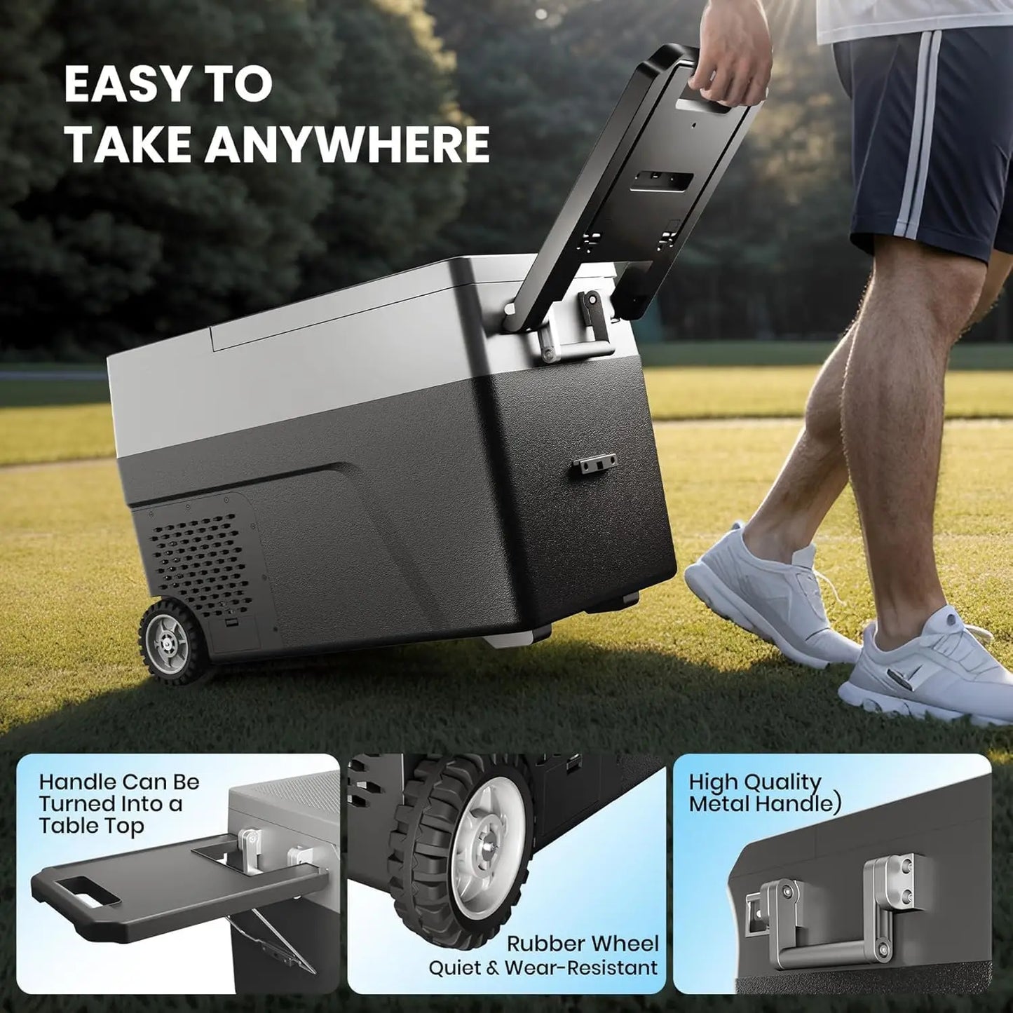 Refrigerator with Ice Maker Car Fridge 40 Quart Portable Freezer Compressor Cooler 12V DC 110~240V AC for Travel Camping -4℉-68℉