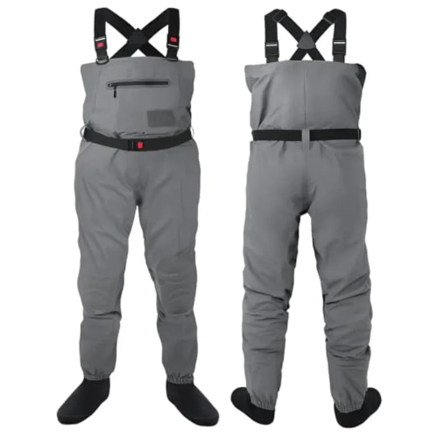 Breathable Stocking Foot Waterproof Chest Waders for Men Women Lightweight Waders for Fly Fishing in Black