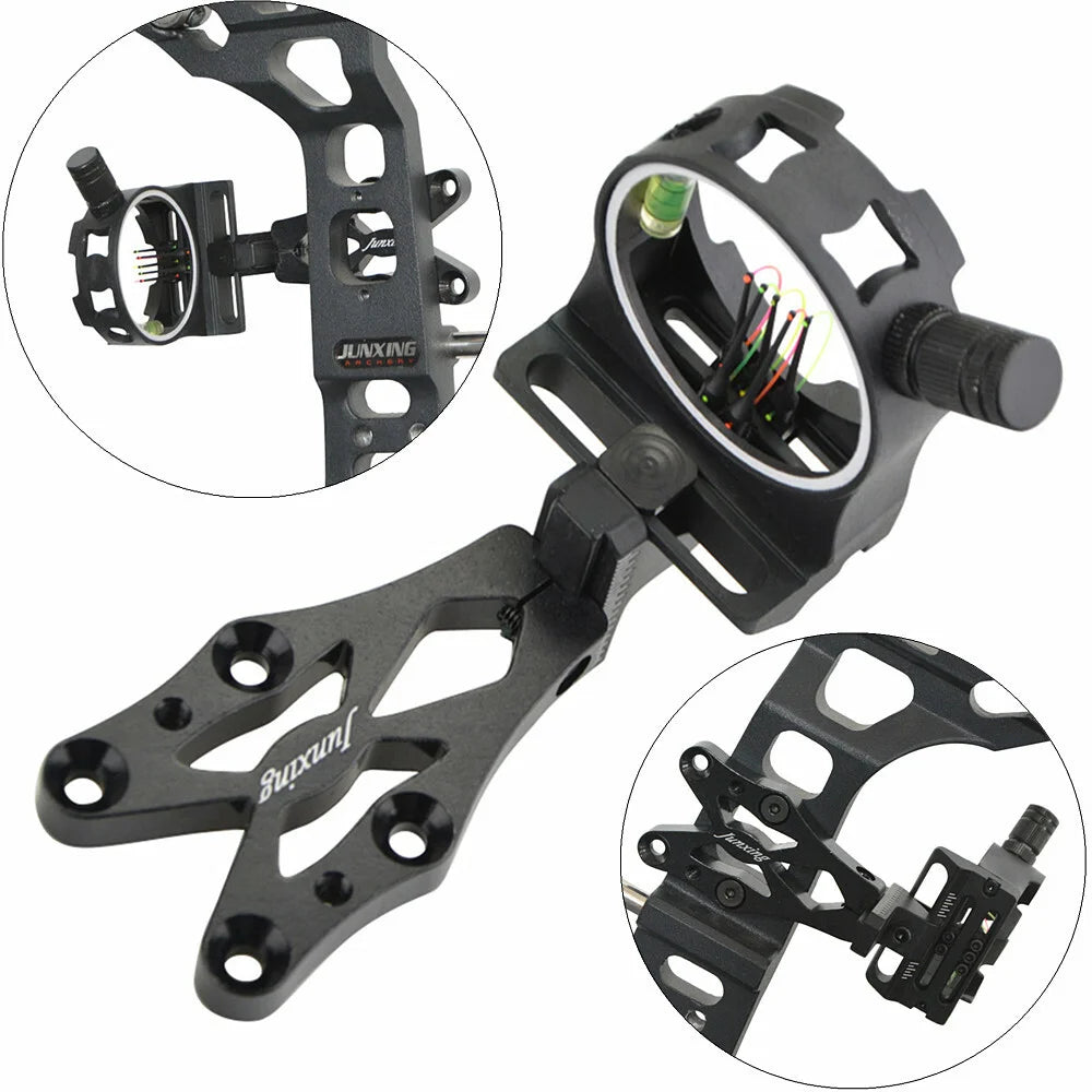 5 Pin Bow Sight CNC Aluminum Alloy 0.019" Optical Fiber RH for Compound Bow Hunting Shooting Target Practice Use