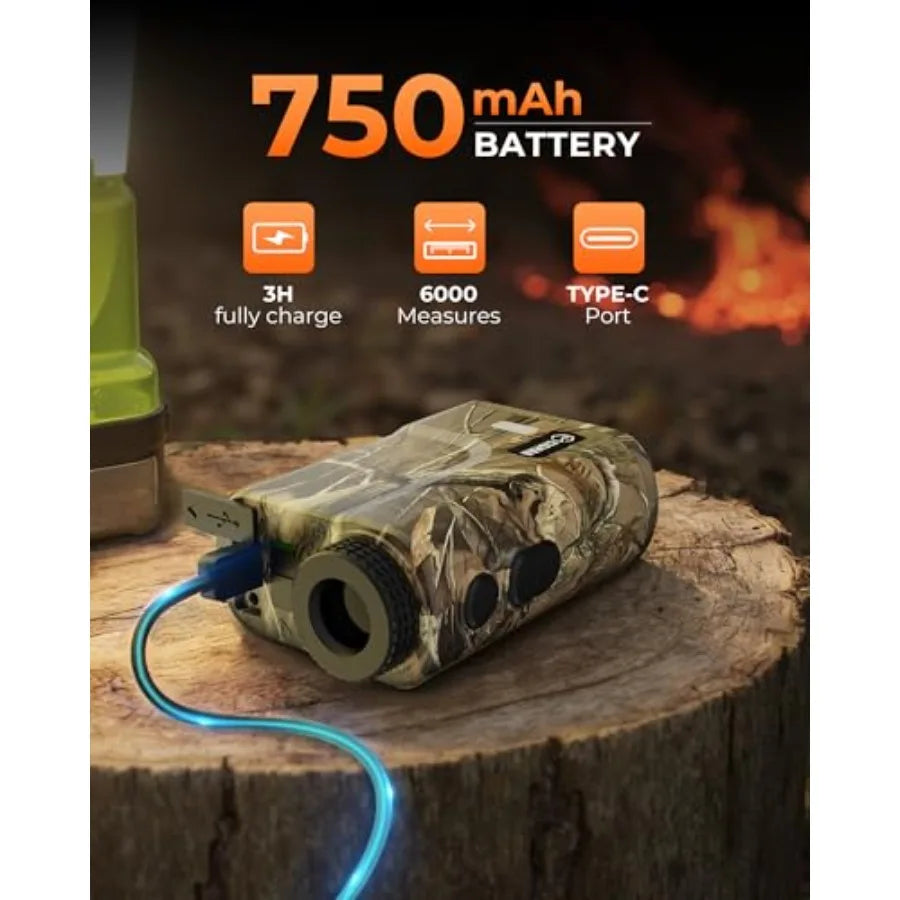 Hunting Range Finder 3280 Yards Rechargeable Laser Rangefinder 6X Magnification 7 Modes with Slope Distance Angle Speed Scan Wa
