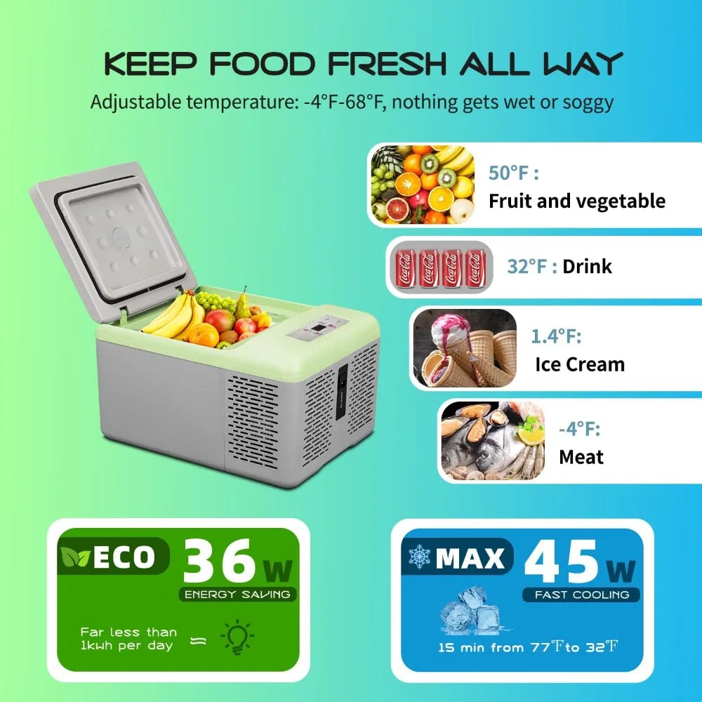 10 Quart Portable Freezer, 12V Car Refrigerator Fast Cooling -20°C to 20°C for Outdoor Camping RV Truck Boat
