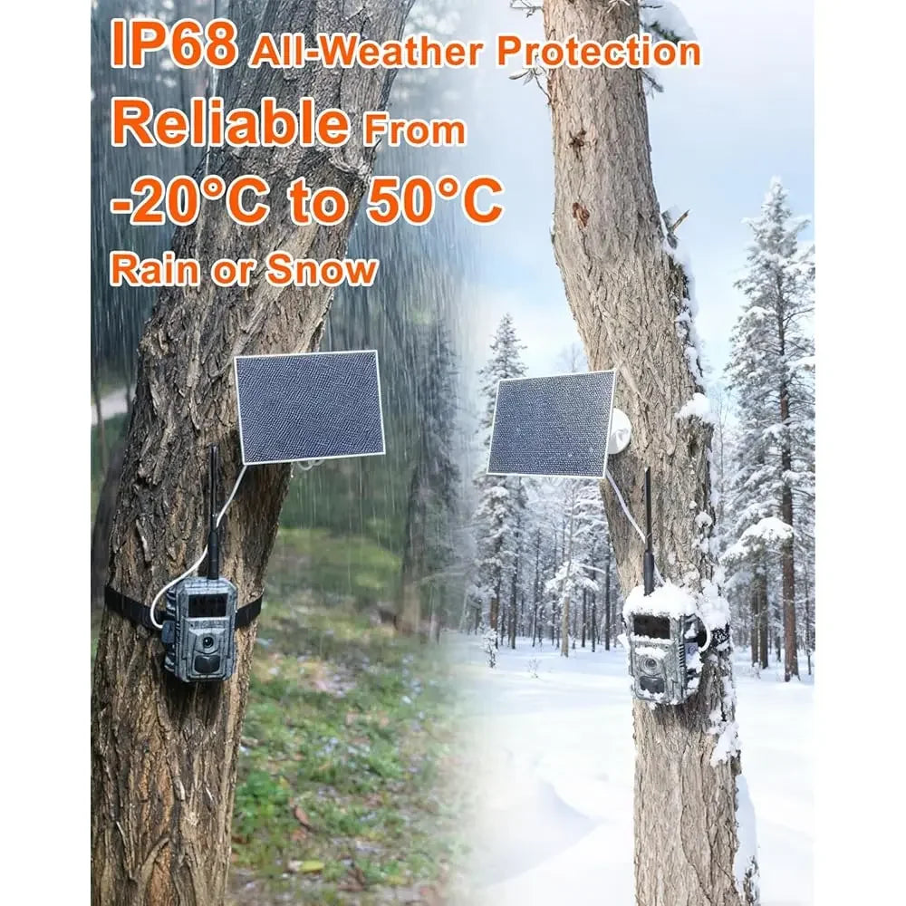 4G Cellular Trail Camera-with 4K 48MP Wide Angle 120 Degree, Night Vision up to 100FT, Solar Powered Hunting Came