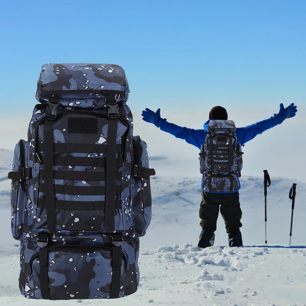 80L Mountaineering Backpack 600D Oxford Cloth Climbing Backpack Multiple Pockets Mountain Climbing Rucksack for Outdoor Sports