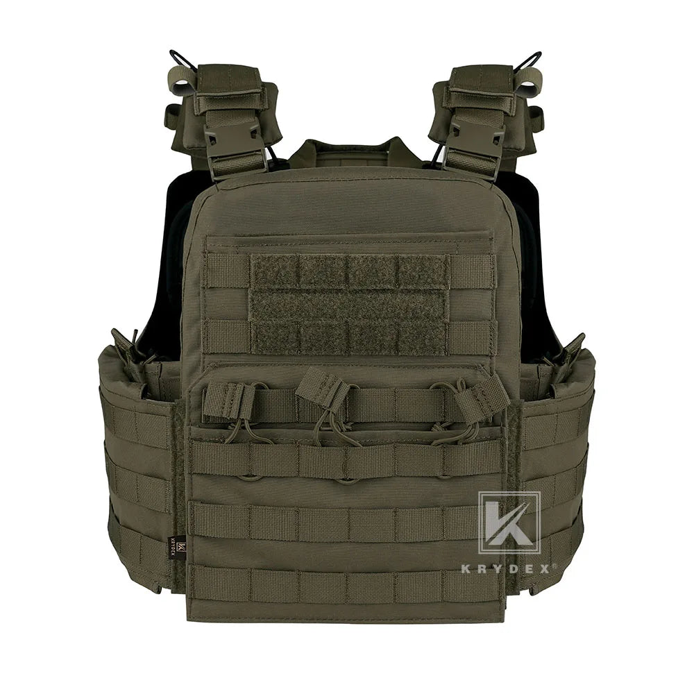 KRYDEX 500D CPC Heavy Duty Tactical Vest Modular MOLLE Plate Carrier Vest with Magazine & Radio Pouch for Combat Hunting Outdoor