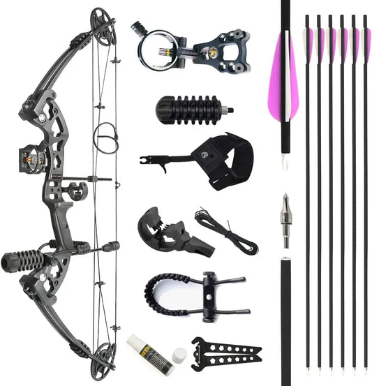 Archery Compound Bows Kit Draw Weight 30-55 lbs Hunting Bow IBO 310fps Adults Archery with Hunting Accessories - Right Handed
