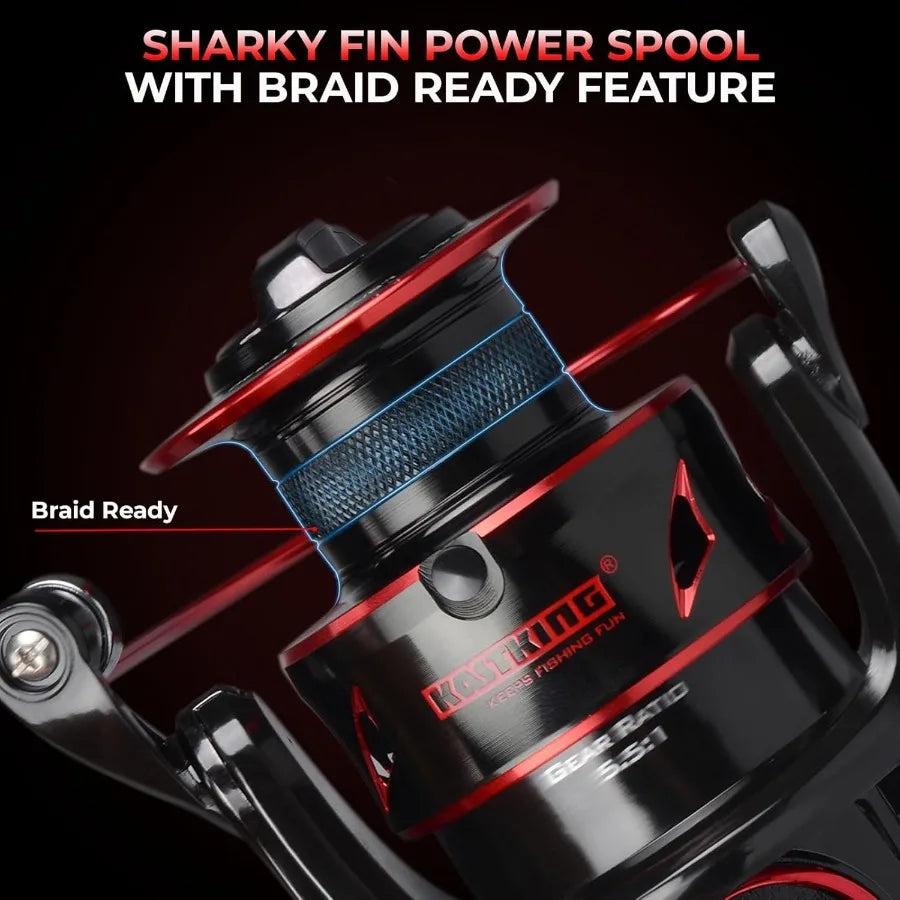 KastKing Sharky Baitfeeder III Spinning Reel 10+1 Shielded Stainless Steel BB Carbon Fiber Drag for Live Liner Bait Fishing Act