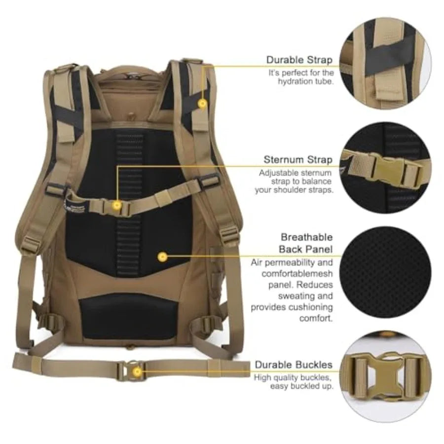 30L Molle Military Backpack, Tactical Backpack for Men, Cordura Backpack for Hiking, Camping, Trekking