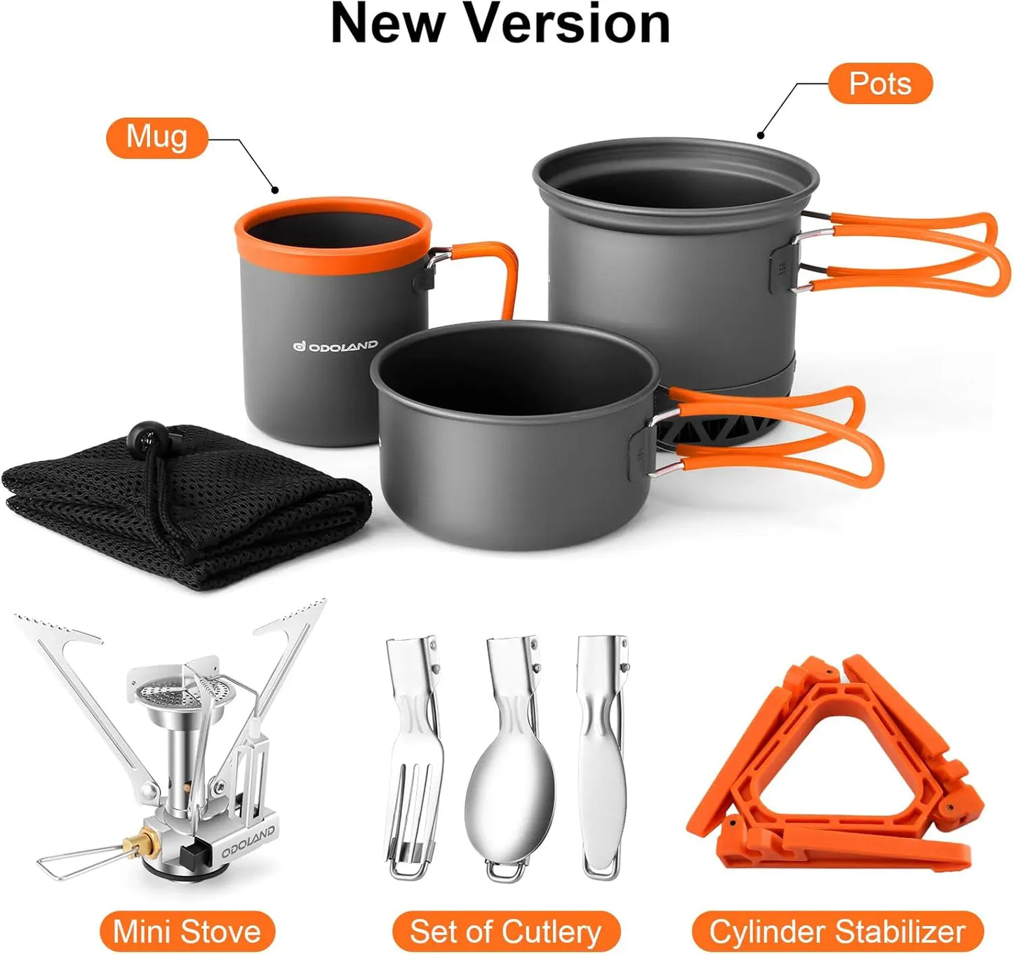 Camping Pot Set with Heat Exchanger Stove Mess Kit for Backpacking Hiking Picnic
