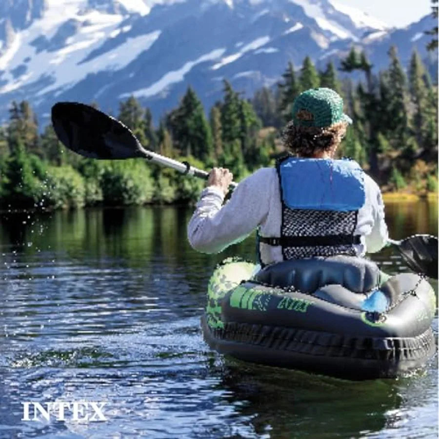 Inflatable kayak for outdoor water sports: SuperStrong PVC, gray/black, ultra-durable with adjustable seat, backrest, removable