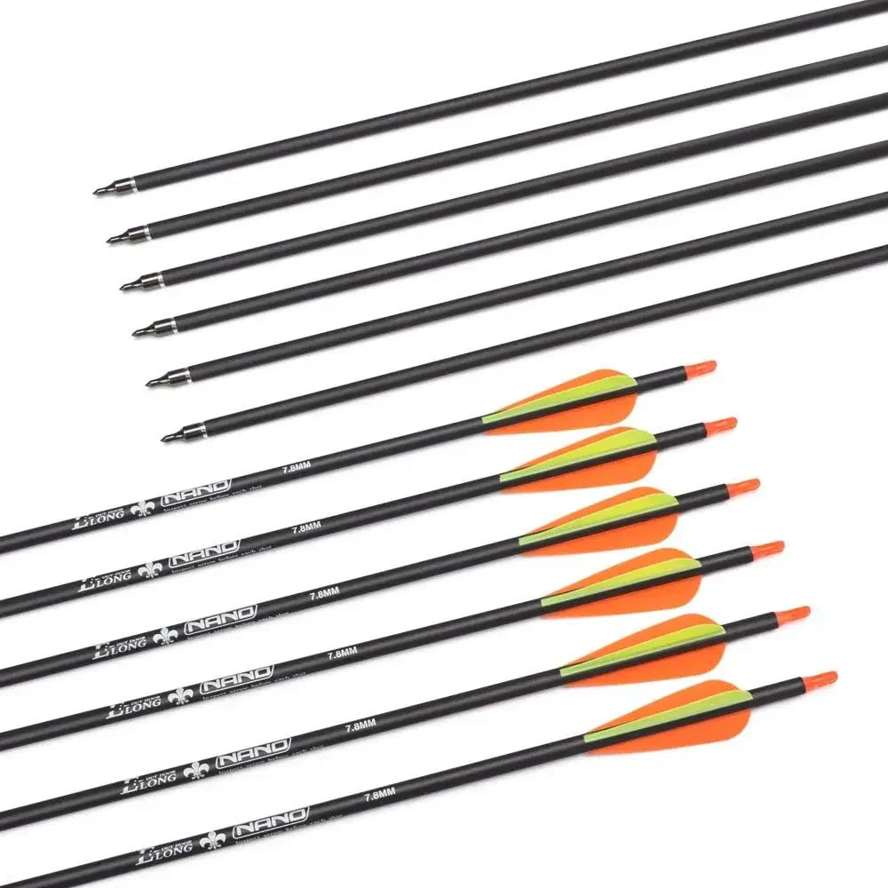 Carbon Arrow Hunting Arrows 26 28 30 Inch with 100 Grian Removable Tips for Compound Bow & Recurve Bow Practice Shooting
