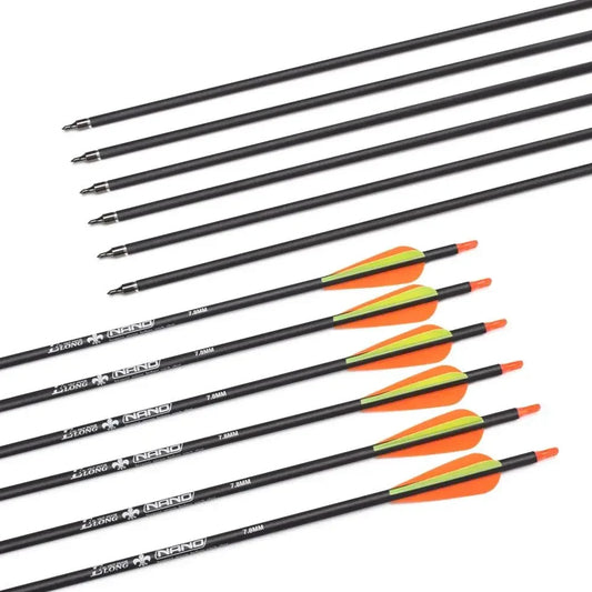 Carbon Arrow Hunting Arrows 26 28 30 Inch with 100 Grian Removable Tips for Compound Bow & Recurve Bow Practice Shooting