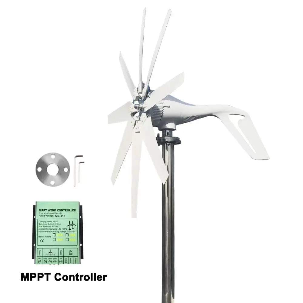 3000W Small Windmill 8 Blades Wind Turbine Generator Kit 12/24/48V with Wind-Solar Hybrid Controller High efficiency Free Energy