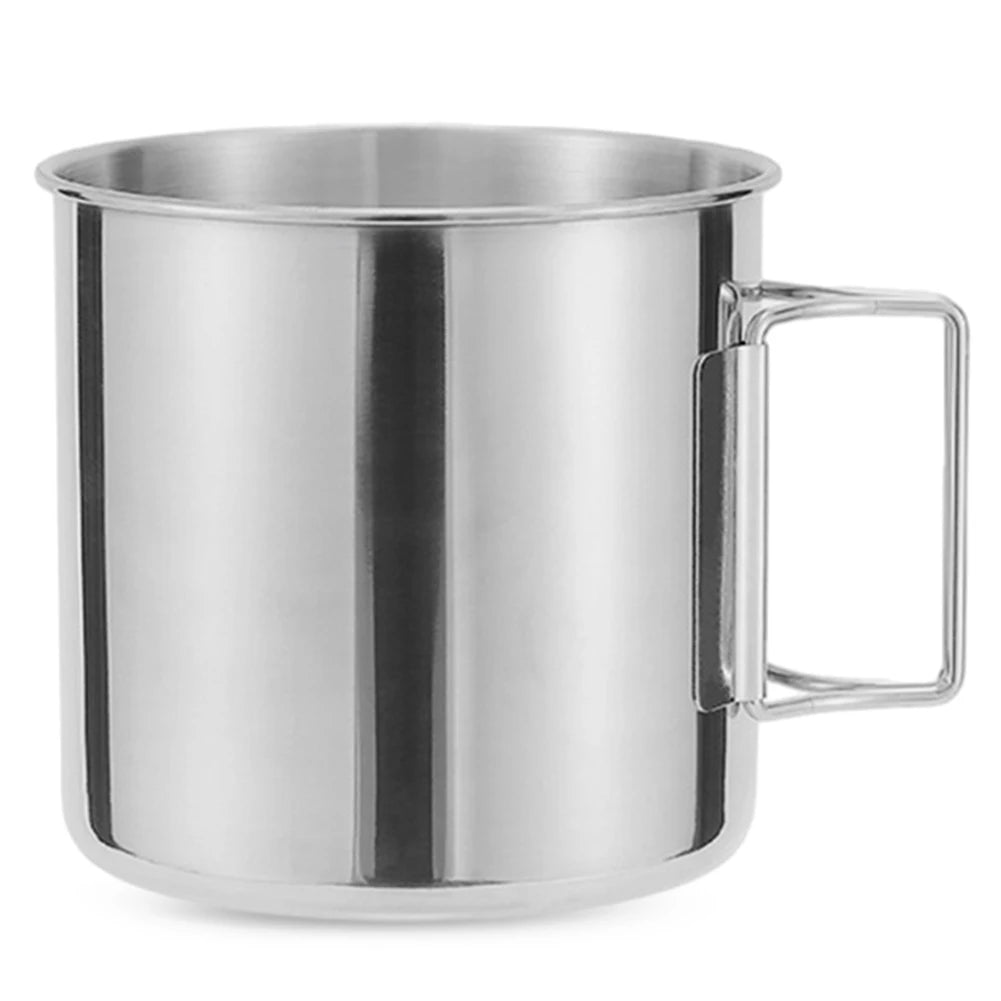 Coffee Cup with Foldable Handle Camping Mug Lightweight Portable Camping Cup Stainless Steel for Camping Hiking