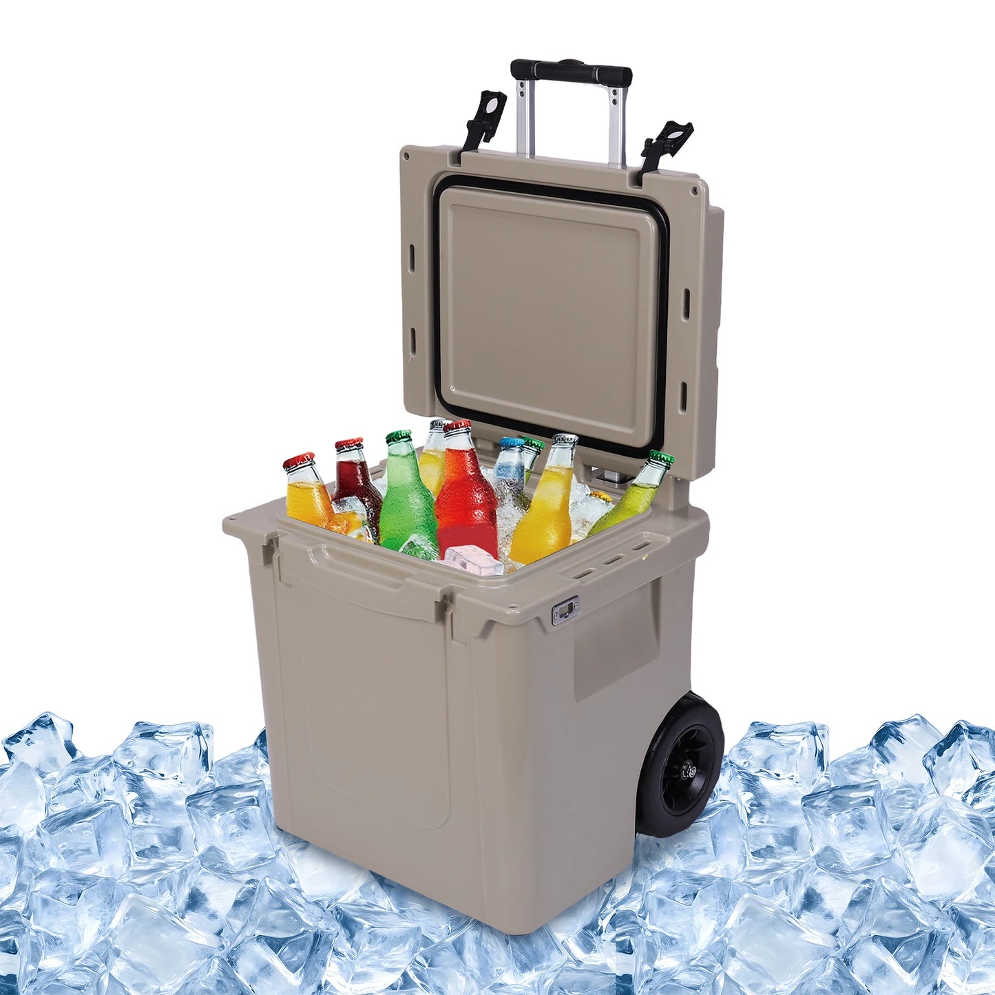 5L Insulated Wheeled Cooler with Portable Handles/Leak-Proof Tight Latches Outdoor Portable Cooler Box for Beach Camping Fishing