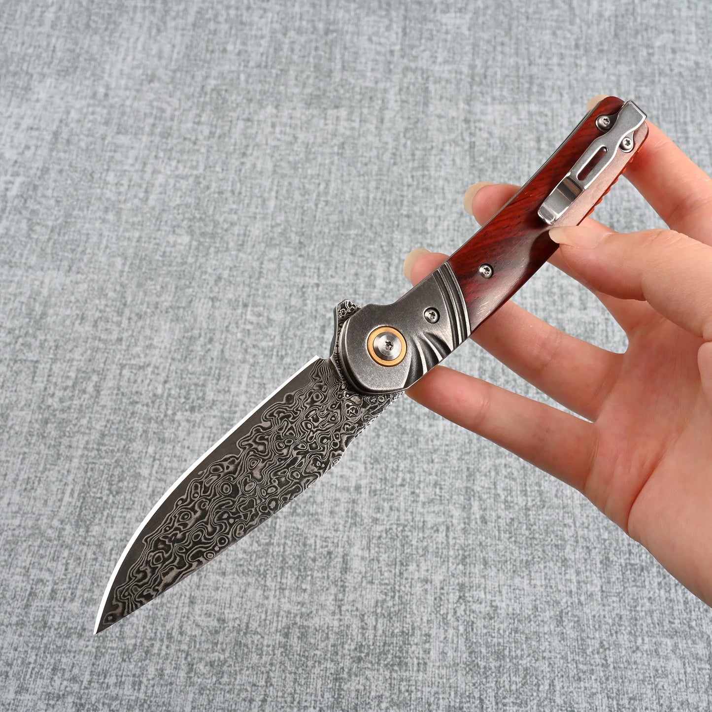 SDOKEDC VG10 Damascus Steel Folding Pocket Knife With Pocket Clip Portable EDC Tool For Camping Fishing Daily Use