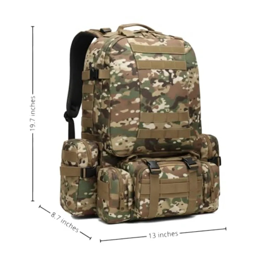 Military Tactical Backpack for Men 60L Waterproof Bug Out Bag Survival Rucksack Go Bag Emergency Molle System Army 3 Day Assaul