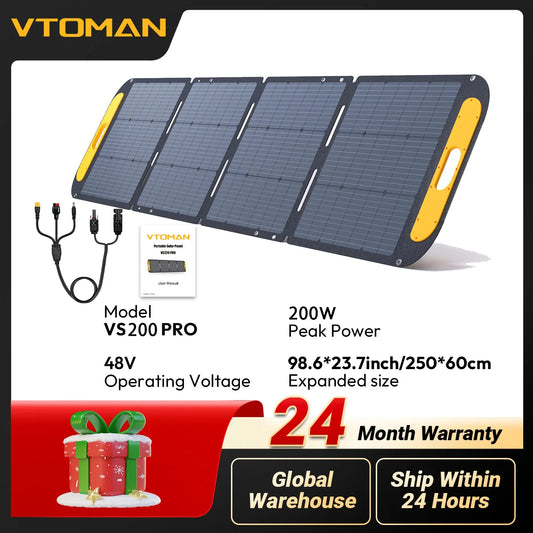 VTOMAN 48V 220W / 200W High Efficiency Solar Panel Kit, Foldable Waterproof Solar Charger,Portable Power Supply for Camping