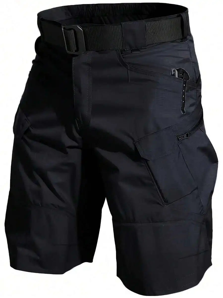 Mens Tactical Cargo Shorts Lightweight Quick Dry Breathable Multiple Pockets Outdoor Hiking Shorts Black