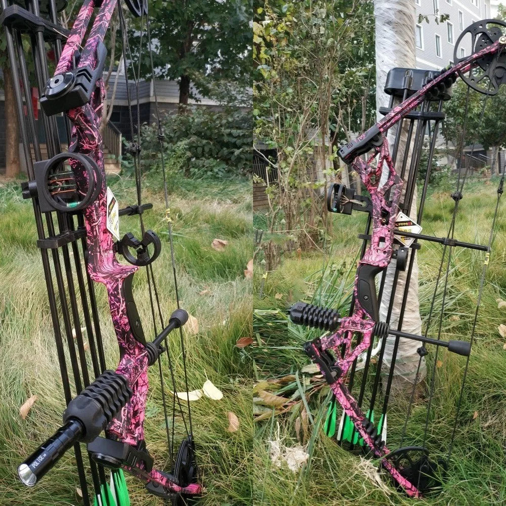 Adjustable Compound Bow with Arrows 30-70lbs 80% Let-off 320FPS High-Strength Alloy Riser for Archery Hunting Shooting Target Practice Outdoor Sports Accessories