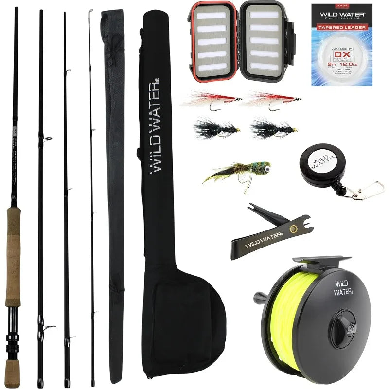Fly Fishing 9 Foot, 4-Piece, 9/10 Weight Fly Rod Complete Fly Fishing Rod and Reel Combo Starter Package