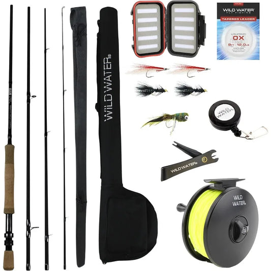 Fly Fishing 9 Foot, 4-Piece, 9/10 Weight Fly Rod Complete Fly Fishing Rod and Reel Combo Starter Package
