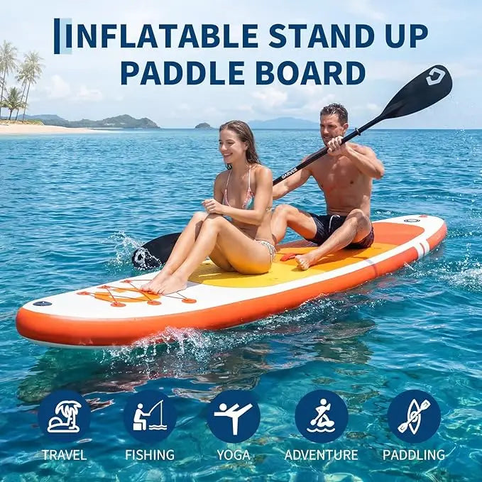 Inflatable Stand Up Paddle Board with Full SUP Accessories, 2-in-1 Paddle, Wide Stable Non-Slip Deck for Adults & Youth