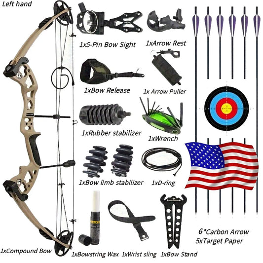 Compound Bow Set 30-55lbs Adjustable Draw Weight 70% Let-off 310FPS High-Strength Alloy Riser Right/Left Hand for Archery Hunting Shooting Target Practice Outdoor Sports Accessories