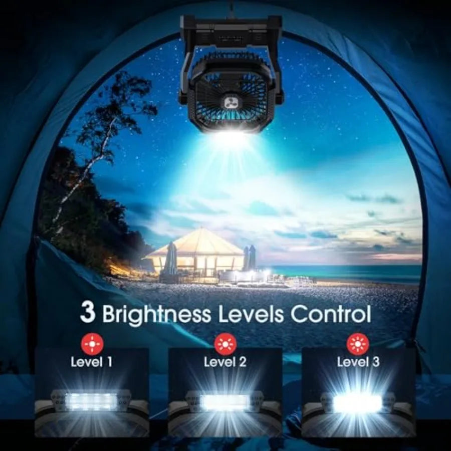 Portable Fan Rechargeable, 20000mAh Cordless Battery Powered Fan with LED Lantern Battery Operated for Camping Travel Bedroom H