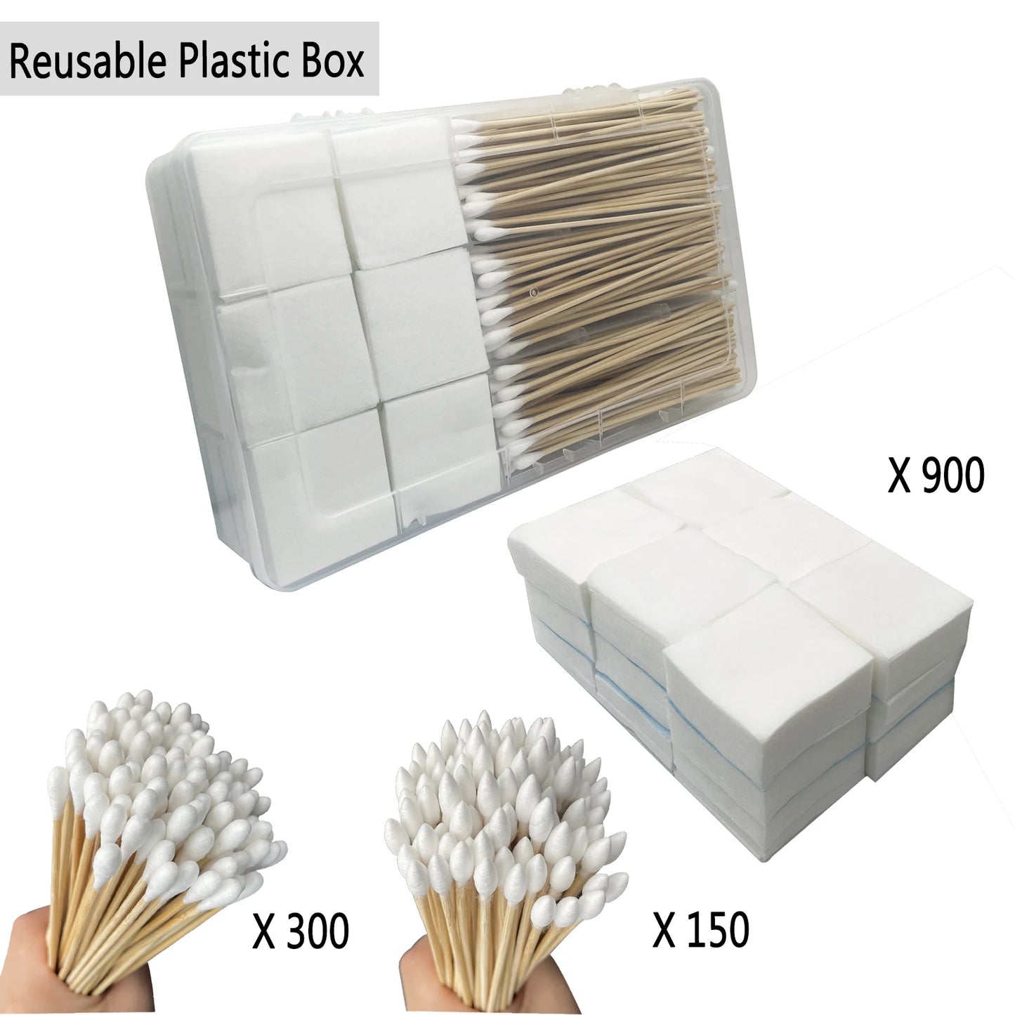2'' Gun Cleaning Patches 6” Pistol Cleaning Cotton Swab in Storage Box Lint Free Handgun Cleaning Cloth for Most Caliber .30/9mm