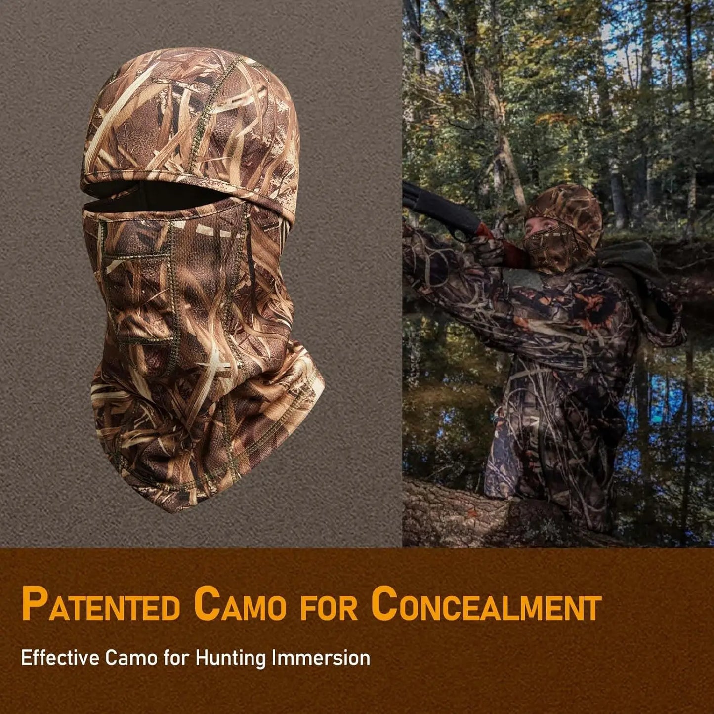 Camo Balaclava Hunting Face Mask Winter- Lightweight, Warm, for Men & Women Hunters