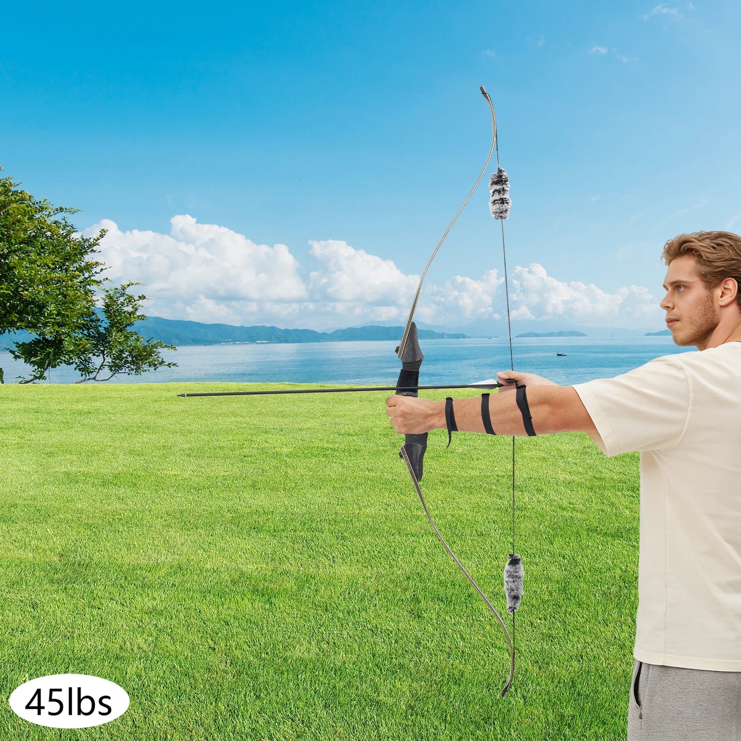 20.41kg/45lbs Takedown Recurve Bow, Wooden Recurve Bow, Recurve Bow Kit Used to Practice Basic Archery Posture, Aiming, and Release Techniques in a Backyard or at a Shooting Range