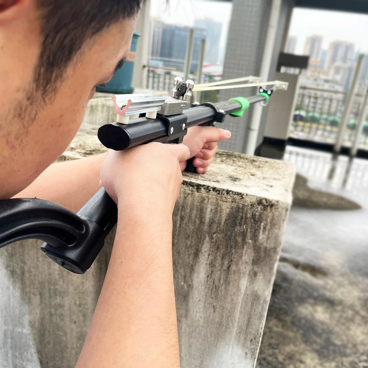 Precision Metal Slingshot , Ergonomic Handle With Precise Trigger, , Shooting Training Tool | Stylish Black Slingshot