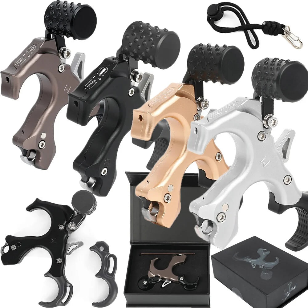 3/4 Finger Bow Release Thumb Trigger Adjustable Sensitivity Manual Jaw Aluminum Alloy for LH RH Compound Bow Shooting