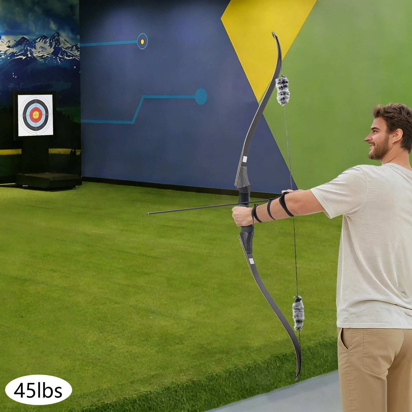 20.41kg/45lbs Takedown Recurve Bow, Wooden Recurve Bow, Recurve Bow Kit Used to Practice Basic Archery Posture, Aiming, and Release Techniques in a Backyard or at a Shooting Range