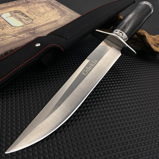Durable stainless steel fixed knife, practical knife for outdoor hunting and camping, safe finger guard and comfortable handle