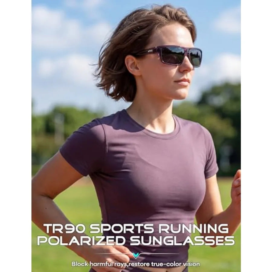 Polarized Sunglasses Men for Fishing: UV Protection Lightweight TR90 Sports Wrap Sun Glasses Driving Golf Running