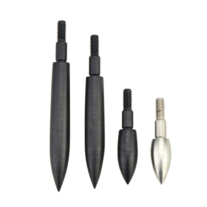 Stainless Steel Screw-in Arrow Field Points 12 Pack Multi Grain 100-350gr Silver Target Arrow Tips Wear Resistant Threaded Arrow Heads Fit Carbon Aluminum Shafts Archery Training Accessories